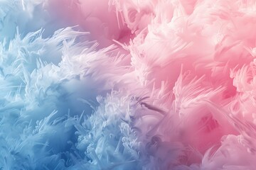 Fototapeta premium Ethereal Frost Patterns in Soft Blue and Pink Hues