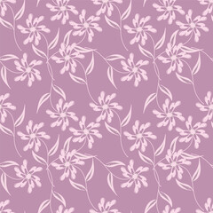 Seamless floral pattern, liberty ditsy print of mini pretty bouquets. Cute botanical design: small hand drawn flowers, tiny leaves in an abstract composition on a light background