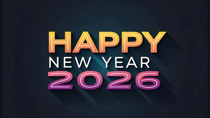 2026 happy new year text effect design