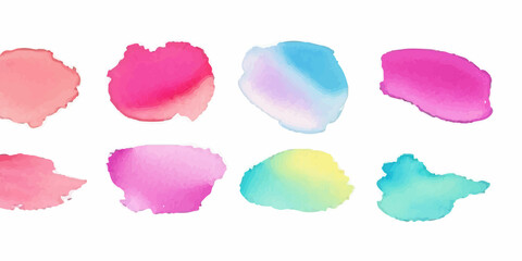 A vibrant set of watercolor circles in bold, multicolored splashes, creating a dynamic and expressive design on a clean white background. Perfect for art, digital projects, or decorative use.