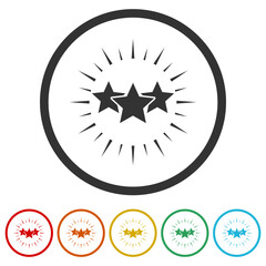 Excellence icon. Set icons in color circle buttons