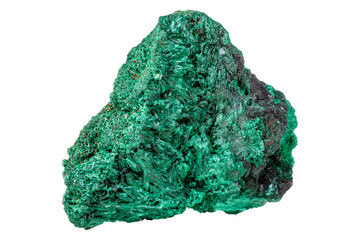Plisoviy, plush, satin malachite mineral stone on a white background close-up