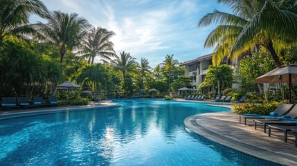 Fototapeta premium Luxury Resort Poolside Paradise: Tropical Getaway