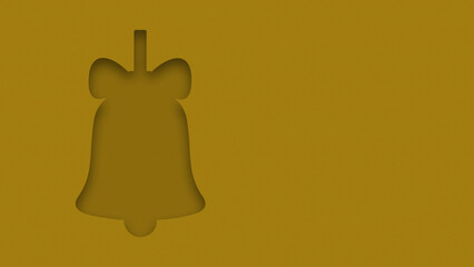 Yellow textured canvas background with christmas bell shape cutout