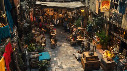 Naklejka premium Urban Mystique Illustration with Cityscapes, Neon Lights, and Mysterious Atmosphere