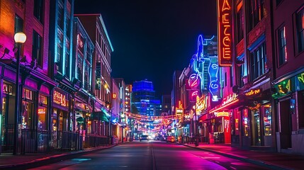 Obraz premium Urban Mystique Illustration with Cityscapes, Neon Lights, and Mysterious Atmosphere