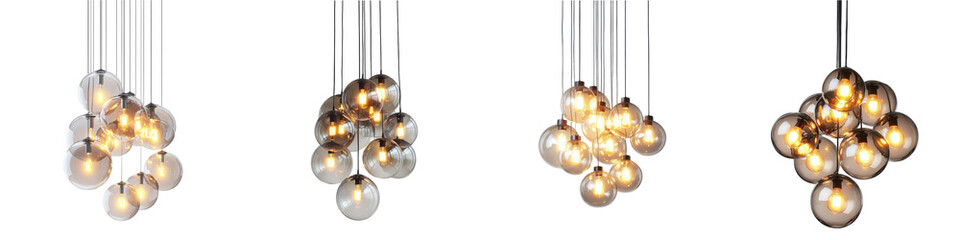 Set of modern ceiling lamp isolated on transparent background