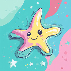 Obraz premium Starfish anime concept full color illustration