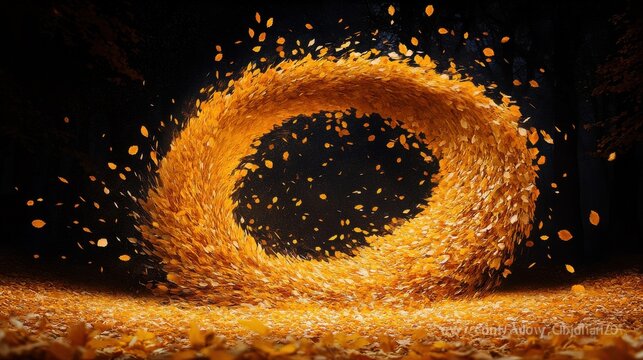 Autumnal Leaf Vortex: A Whirlwind of Golden Colors