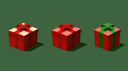 Gift Boxes with Ribbons on Green Background for Holiday Celebrations and Festive Occasions, Perfect for Christmas and New Year Promotions