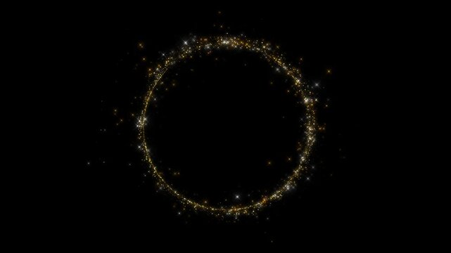 4K luxury Glitter Light circle trail Sparkling star dust spiral particle effect animation. holiday event transition, revealer logo title decoration. festival Christmas Diwali, Ramadan Intro Fireworks.