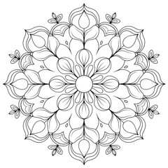 illustration of a flower ornament colouring page