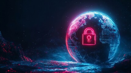Global cybersecurity, digital security, data protection concept.
