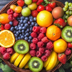 Obraz premium A Bountiful Basket of Summer Fruits and Berries