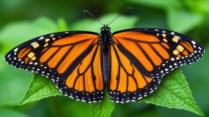 Fototapeta premium Detailed closeup of Monarch butterflys wings in soft light