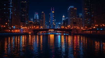 Urban Mystique Illustration with Cityscapes, Neon Lights, and Mysterious Atmosphere