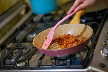 cooking in the kitchen