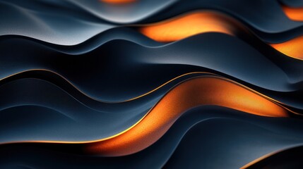 Obraz premium Abstract Dark Blue and Orange Waves: A Digital Art Piece