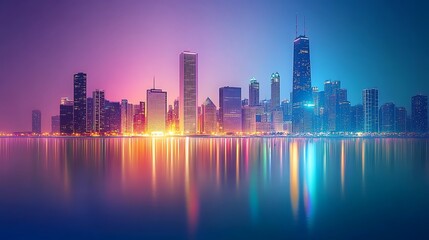 Fototapeta premium Urban Mystique Illustration with Cityscapes, Neon Lights, and Mysterious Atmosphere