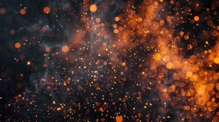 Glowing Orange Bokeh with Floating Particles and Soft Smoke
