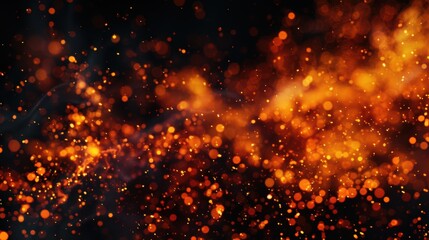 Glowing Orange Sparks and Vibrant Bokeh on Dark Background