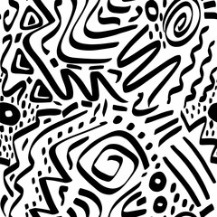 Abstract Hand Drawing Aztec Bohemian Ethnic Traditional Geometric Shapes Seamless Vector Pattern Isolated Background