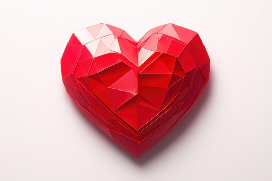 Geometric Heart: A modern, low-poly red heart. Perfect for Valentine's Day, love, or abstract design projects.