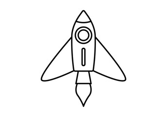 Icono negro de cohete espacial con propulsión