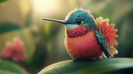 Fototapeta premium Hummingbirds are small birds. bright bird. blurred background