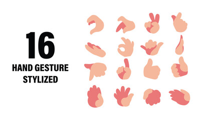 Hand sign gesture cartoon style for communication