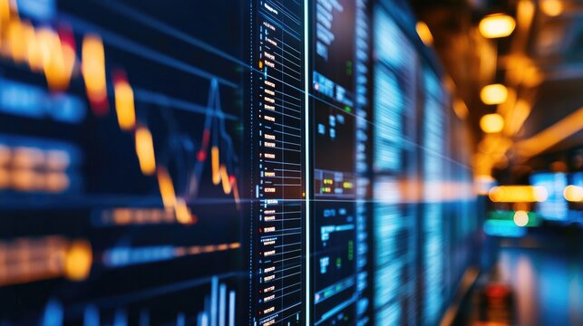 Data Visualization on Digital Screens with Financial Graphs and Charts