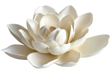 A delicate white lotus flower with layered petals, showcasing its intricate structure and serene beauty.