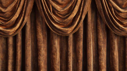 Naklejka premium A cinematic shot of brown velvet curtains on black background. Velvet. Illustration