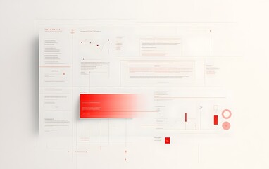 Modern interface design featuring abstract data visualization elements in red tones. Ideal for showcasing advanced technology and user experience concepts.