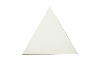 A simple white triangle showcasing geometric form and symmetry.