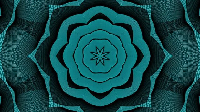 Mandala ou kal&eacute;idoscope Motif floral concentrique de couleur sarcelle avec lignes. Ce motif polyvalent convient aux arri&egrave;re-plans, aux textiles, &agrave; la papeterie et aux projets graphiques num&eacute;riques.