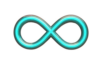 A glowing infinity symbol in bright turquoise, representing limitless possibilities and continuity.