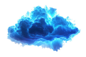 Obraz premium A vibrant blue cloud with a fluffy, textured appearance, illuminated with a glowing edge.