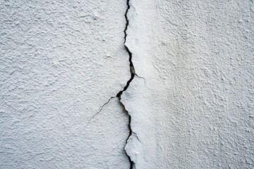 Obraz premium Striking Long Exposure of a White Wall with a Vertical Crack Running Down Its Center, Highlighting Texture and Detail in Minimalist Aesthetic
