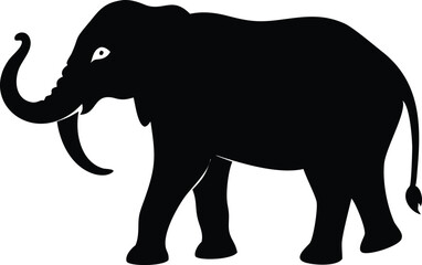Fototapeta premium a black and white silhouette of an elephant with vector