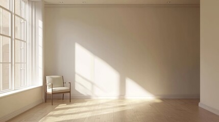 Fototapeta premium Empty Room with Sunlight and Shadow: A Minimalist Interior Design