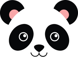 a cute panda face in flat vector style featuring 