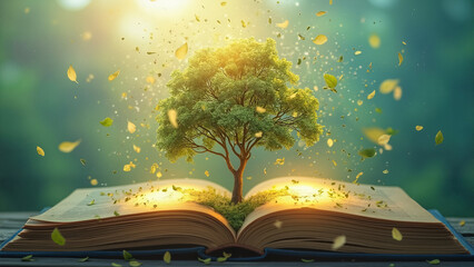 Empower Personal Growth: Blooming Tree, Vision Board, Glowing Pages, Staircase of Dreams, Thriving Transformation
