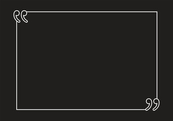 Minimalist quote frame with stylish quotation marks on a soft black background, ideal for text designs, inspirational quotes, social media posts, creative graphic projects, presentation backgrounds. 
