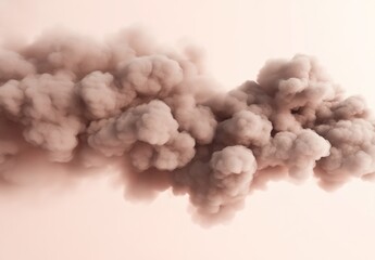 A soft pink smoke cloud, captured in a realistic style with a beige background.