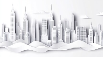 Naklejka premium Paper Cityscape: A Monochromatic Metropolis