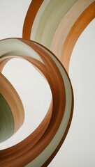 Abstract design featuring flowing curves in earthy tones of green, orange, and beige, creating a sense of motion and elegance.