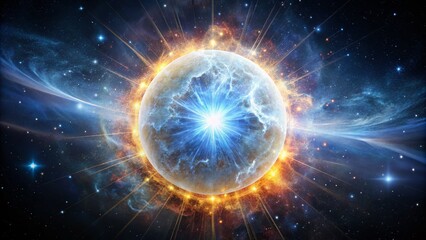 Stunning Double Exposure of a White Dwarf Star on a Black Background, Depicting the Remnant of a Dead Star's Core After a Cataclysmic Supernova Event in Space