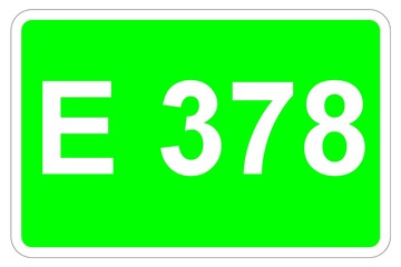 Illustration eines Europastraßenschildes der E 378 in Europa	