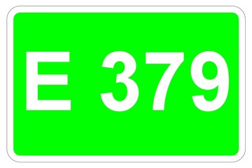 Illustration eines Europastraßenschildes der E 379 in Europa	